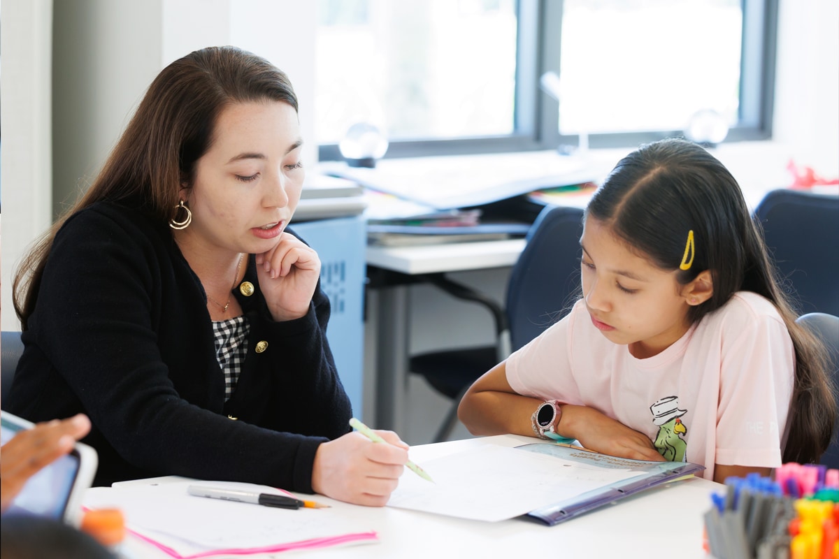 Young girl learning